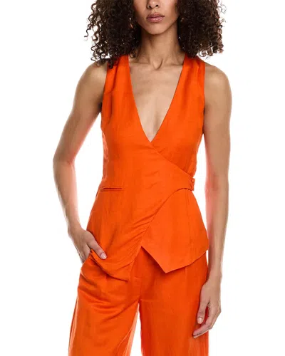 Nicholas Quin Linen-blend Vest In Orange