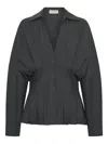 Nicholas Reggie Pleated Shirt In Gray