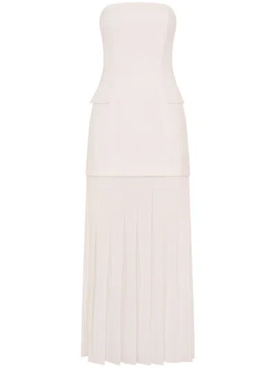 Nicholas Reagan Pleated Maxi Dress In White