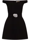 Nicholas Off-the-shoulder Belted Crepe Top In Black