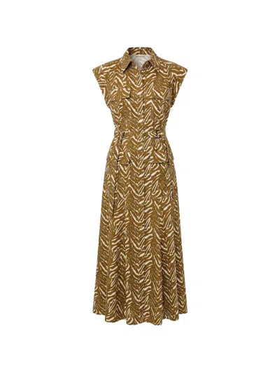 Nicholas Romina Zebra-print Midi Dress In Brown