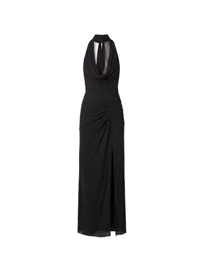 Nicholas Ruched Cowl-neck Maxi Dress In Black