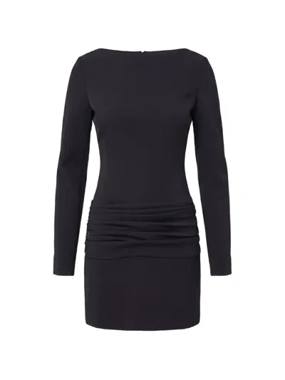 Nicholas Ruched Long-sleeves Mini Dress In Black
