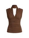 Nicholas Ruched Scarf-detail Top In Brown