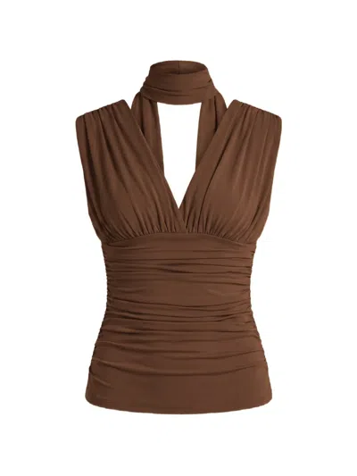 Nicholas Ruched Scarf-detail Top In Brown
