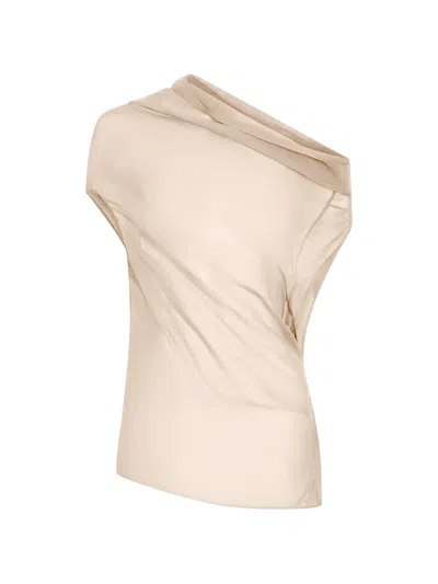 Nicholas Ryanne Asymmetric Twisted Top In Brown
