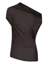 Nicholas Ryanne Asymmetrical Draped Top In Brown