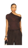 Nicholas Ryanne Asymmetrical Draped Top In Brown