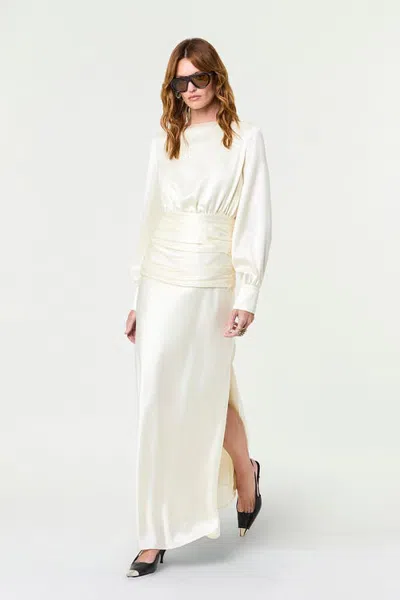 Nicholas Samina Gown With Shirred Waistband In White