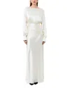 Nicholas Samina Long Sleeved Shirred Gown In White