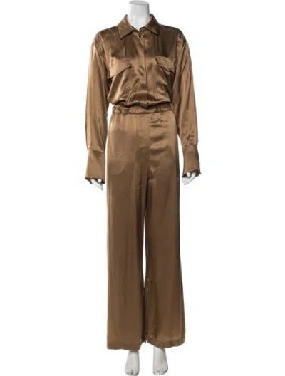 Pre-owned Nicholas Satin Jumpsuit In Brown