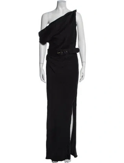Pre-owned Nicholas Satin Long Dress In Black