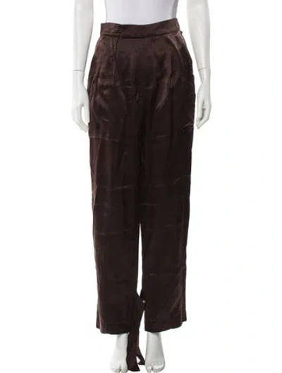 Pre-owned Nicholas Satin Wide Leg Pants In Brown