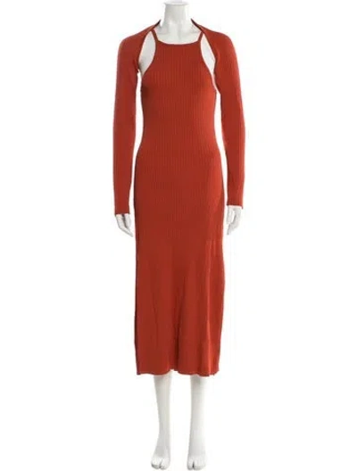 Pre-owned Nicholas Scoop Neck Long Dress In Brown