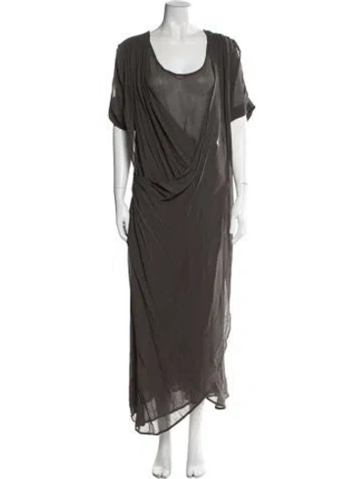 Pre-owned Nicholas Scoop Neck Long Dress In Gray