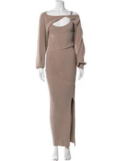 Pre-owned Nicholas Scoop Neck Long Dress In Neutral