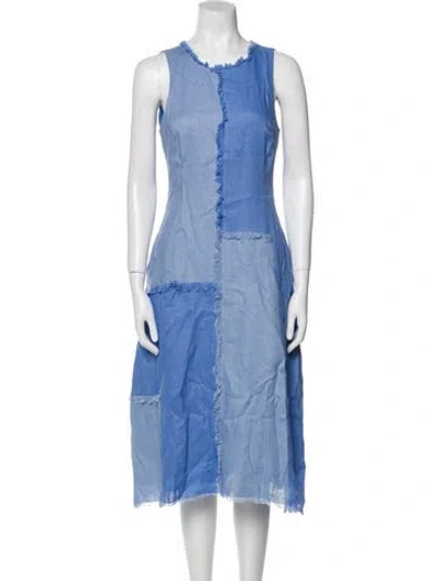 Pre-owned Nicholas Scoop Neck Midi Length Dress In Blue