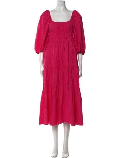 Pre-owned Nicholas Scoop Neck Midi Length Dress In Pink
