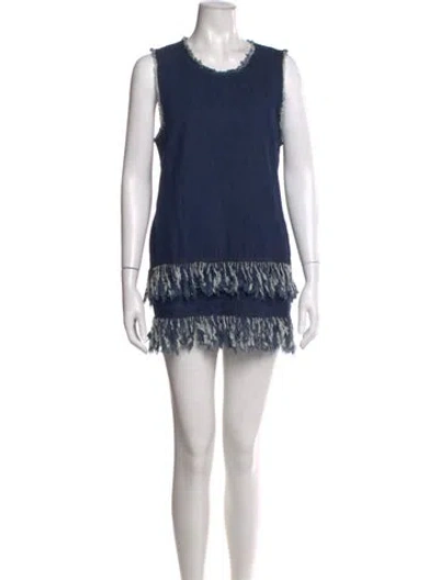 Pre-owned Nicholas Scoop Neck Mini Dress In Blue