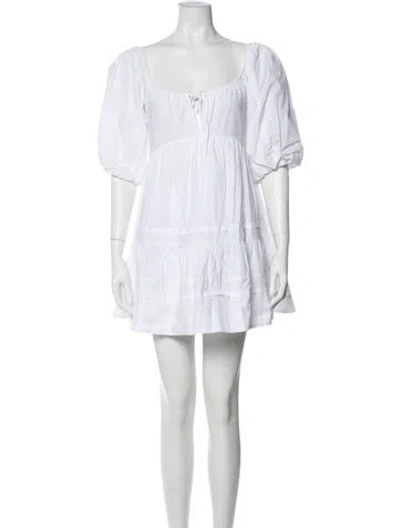Pre-owned Nicholas Scoop Neck Mini Dress In White