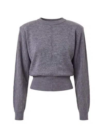 Nicholas Seam-detail Shoulder-pad Sweater In Gray