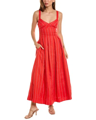 Nicholas Selene Seamed Cami Linen-blend Midi Dress In Red