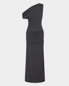 Nicholas Selma Ruched One-shoulder Gown In Gray
