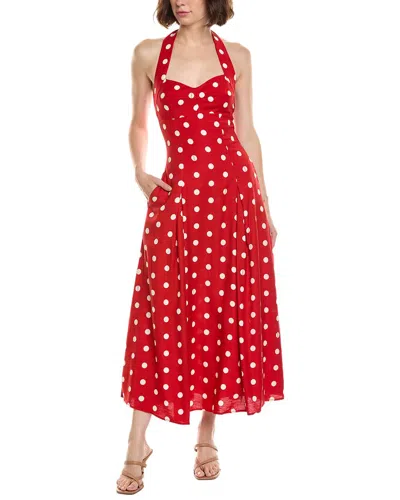Nicholas Seraphina Linen-blend Halter Dress In Red