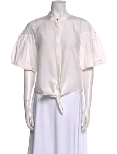 Pre-owned Nicholas Short Sleeve Crop Top In White