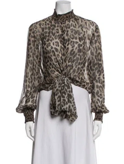 Pre-owned Nicholas Silk Animal Print Blouse In Multicolor