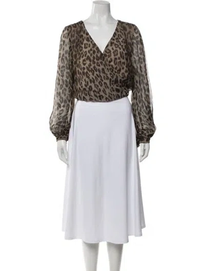Pre-owned Nicholas Silk Animal Print Blouse In Neutral