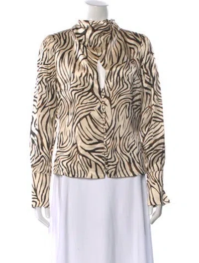 Pre-owned Nicholas Silk Animal Print Blouse W/ Tags In Neutral