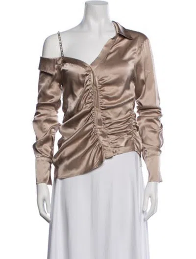 Pre-owned Nicholas Silk Asymmetrical Blouse In Neutrals