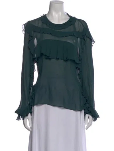 Pre-owned Nicholas Silk Crew Neck Blouse In Green