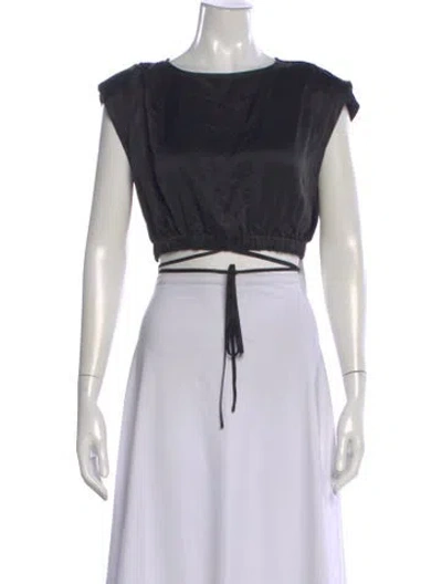 Pre-owned Nicholas Silk Crew Neck Crop Top In Black