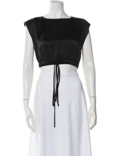 Pre-owned Nicholas Silk Crew Neck Crop Top In Black