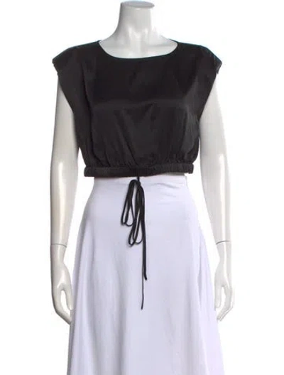 Pre-owned Nicholas Silk Crew Neck Crop Top In Black