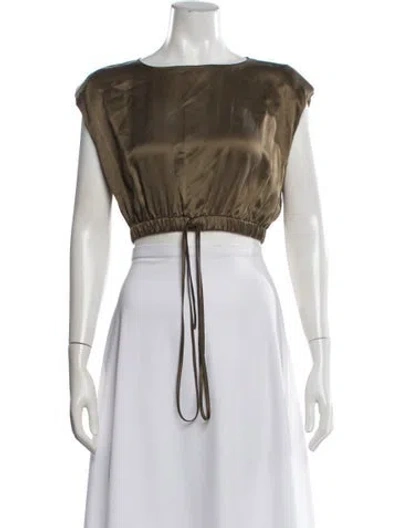 Pre-owned Nicholas Silk Crew Neck Crop Top In Green