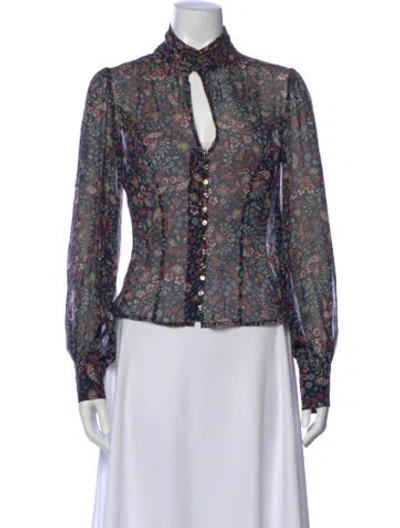 Pre-owned Nicholas Silk Floral Print Blouse