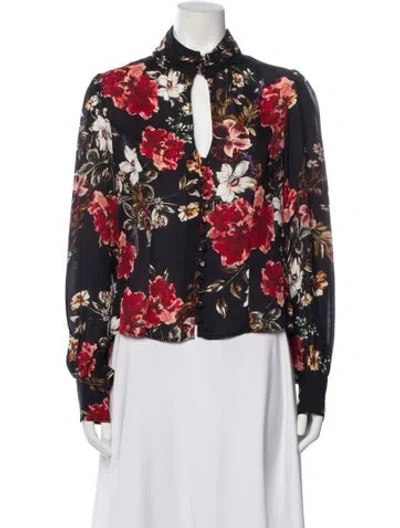Pre-owned Nicholas Silk Floral Print Blouse In Black