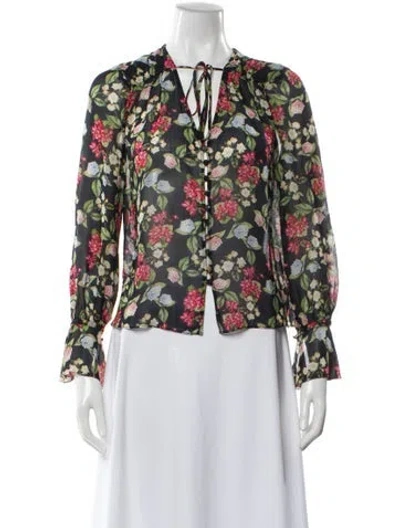 Pre-owned Nicholas Silk Floral Print Blouse In Black