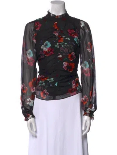 Pre-owned Nicholas Silk Floral Print Blouse In Black