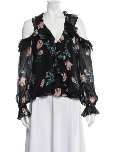 Pre-owned Nicholas Silk Floral Print Blouse In Black