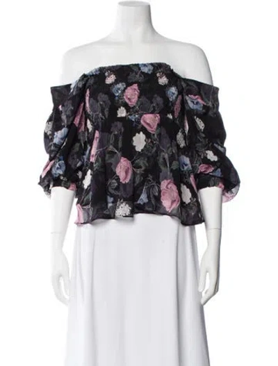 Pre-owned Nicholas Silk Floral Print Blouse In Blue