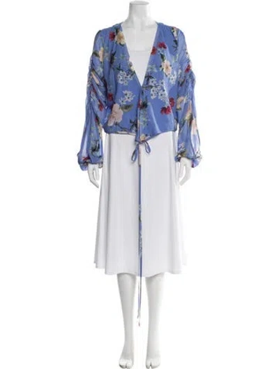 Pre-owned Nicholas Silk Floral Print Blouse In Blue