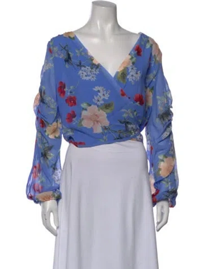 Pre-owned Nicholas Silk Floral Print Blouse In Blue