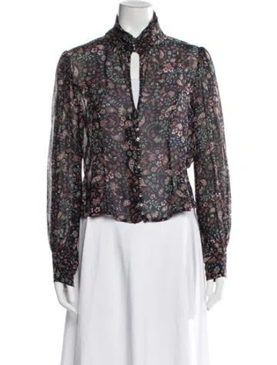 Pre-owned Nicholas Silk Floral Print Blouse In Blue