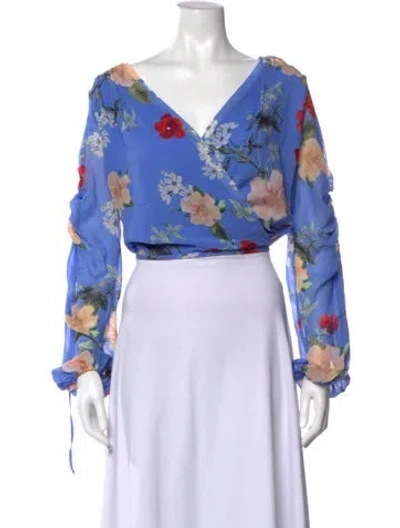Pre-owned Nicholas Silk Floral Print Blouse In Blue