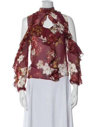 Pre-owned Nicholas Silk Floral Print Blouse In Brown