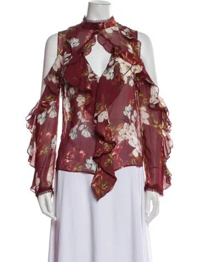 Pre-owned Nicholas Silk Floral Print Blouse In Burgundy